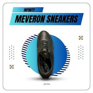 Infinity Meveron Sneakers Black Leather Mens Athletic Shoes Size 10.5 Durable &